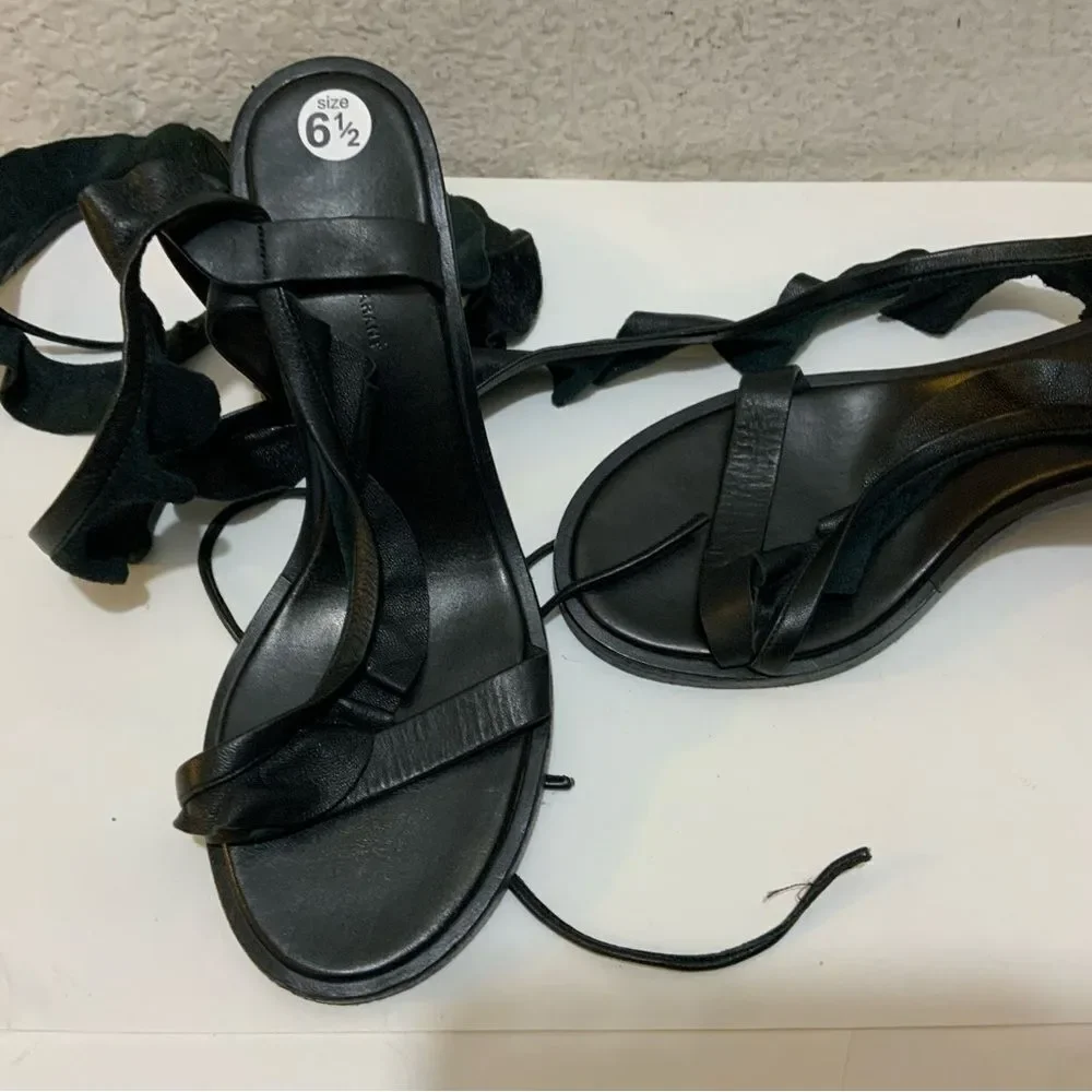 Isabel Marant Black Leather Ruffle Tie Detail size 37 Italy - Picture 9 of 12